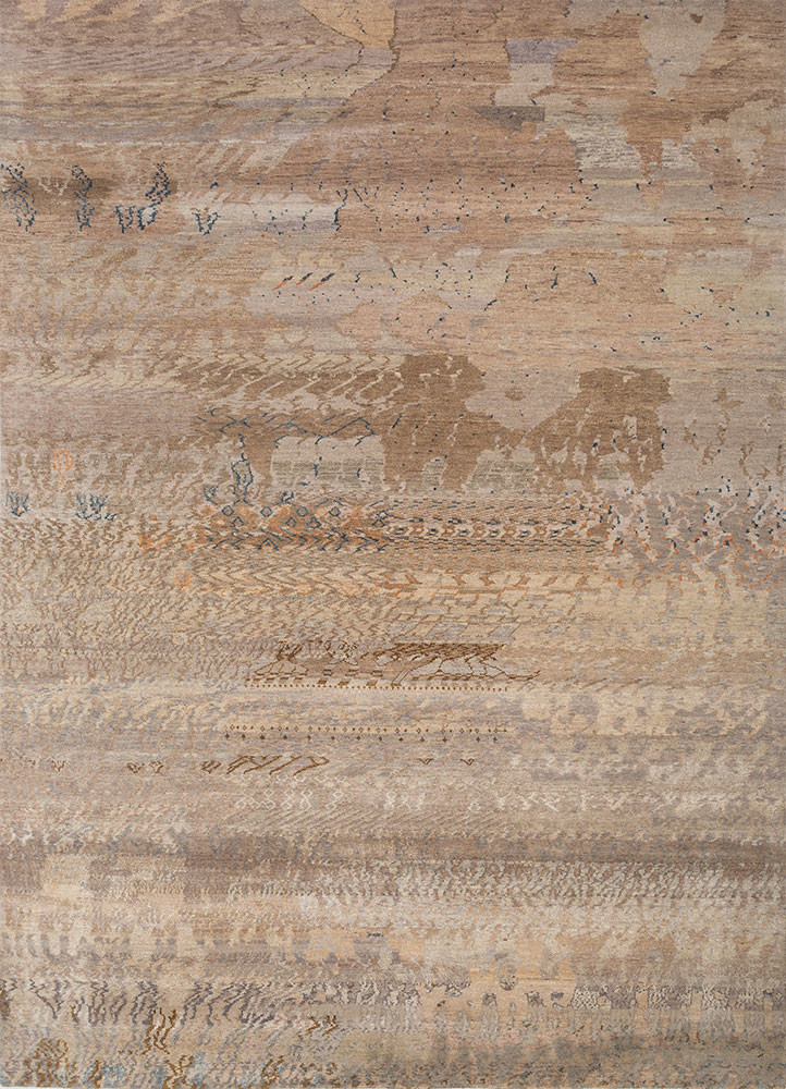 manchaha grey and black wool and silk hand knotted Rug - HeadShot