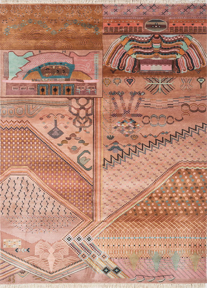 freedom manchaha red and orange wool and bamboo silk hand knotted Rug - HeadShot freedom manchaha red and orange wool and bamboo silk hand knotted Rug - HeadShot