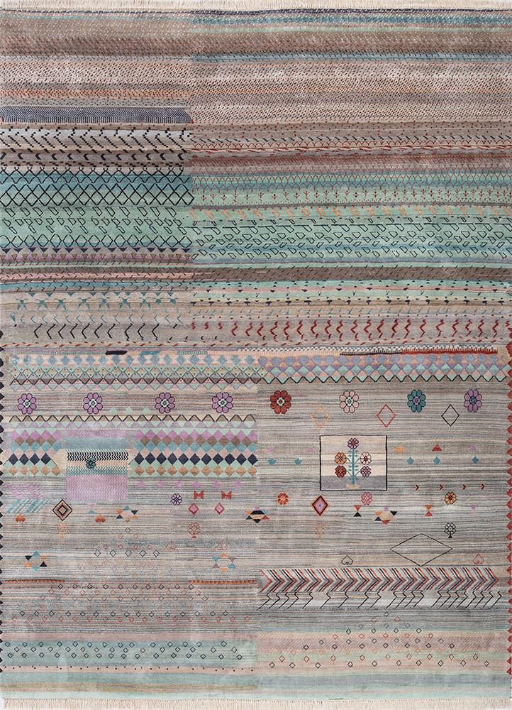 freedom manchaha blue silk hand knotted Rug - HeadShot freedom manchaha blue silk hand knotted Rug - HeadShot