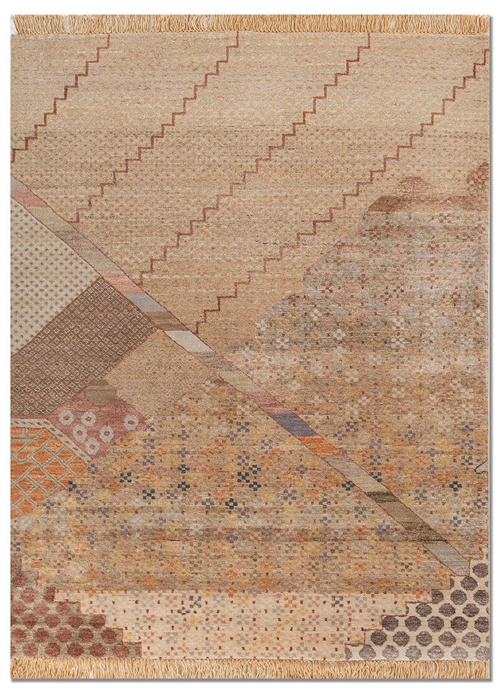 manchaha gold wool and silk hand knotted Rug - HeadShot manchaha gold wool and silk hand knotted Rug - HeadShot
