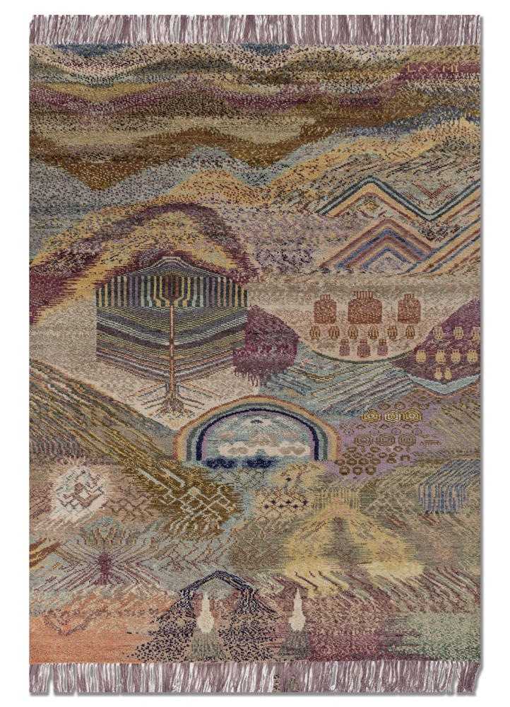 kavi x manchaha gold wool hand knotted Rug - HeadShot