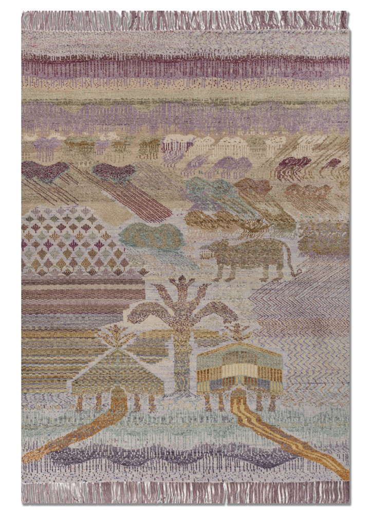 kavi x manchaha pink and purple wool hand knotted Rug - HeadShot kavi x manchaha pink and purple wool hand knotted Rug - HeadShot