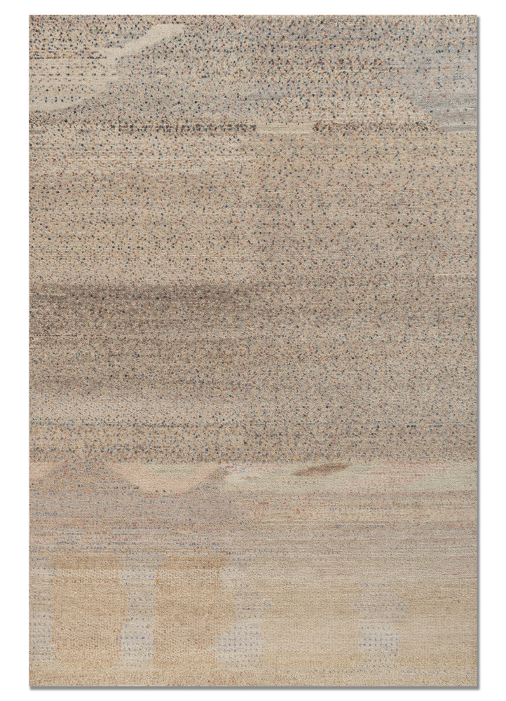 kavi x manchaha ivory wool hand knotted Rug - HeadShot