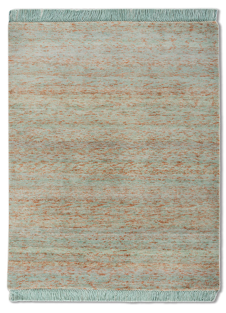 kavi x manchaha red and orange wool hand knotted Rug - HeadShot