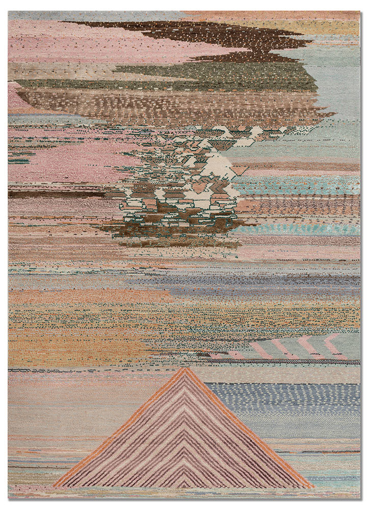kavi x manchaha blue wool and bamboo silk hand knotted Rug - HeadShot kavi x manchaha blue wool and bamboo silk hand knotted Rug - HeadShot