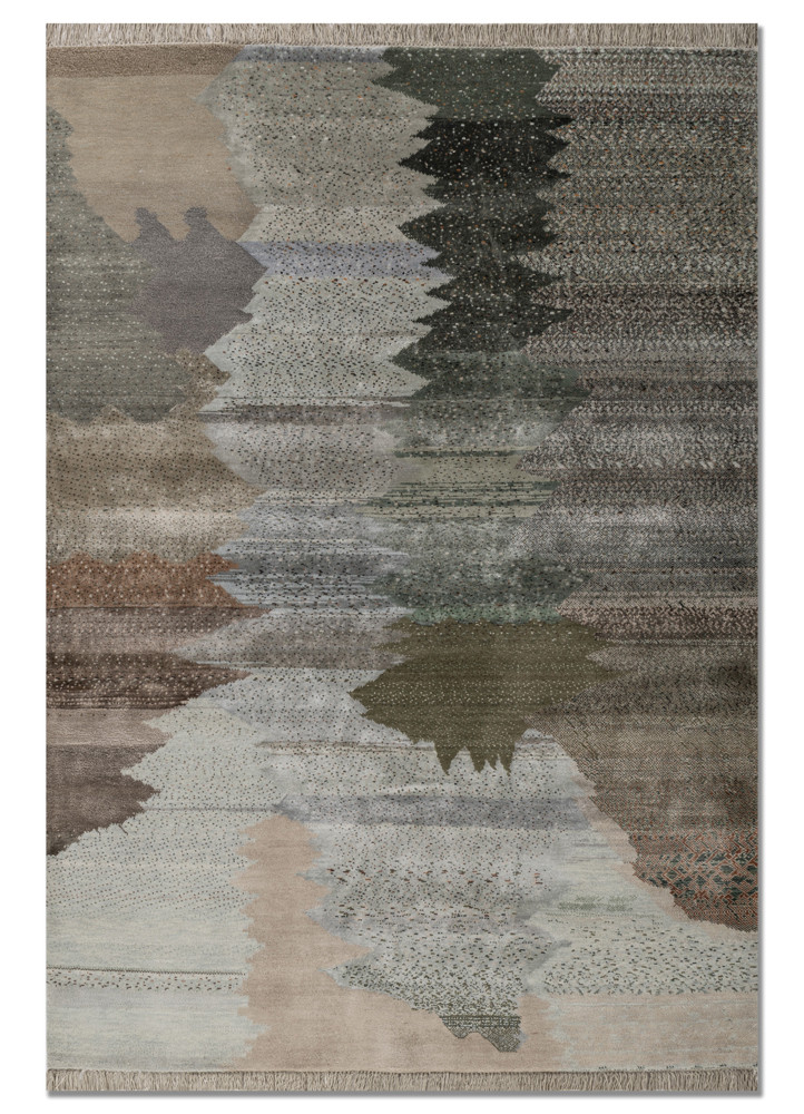 kavi x manchaha blue wool and bamboo silk hand knotted Rug - HeadShot kavi x manchaha blue wool and bamboo silk hand knotted Rug - HeadShot