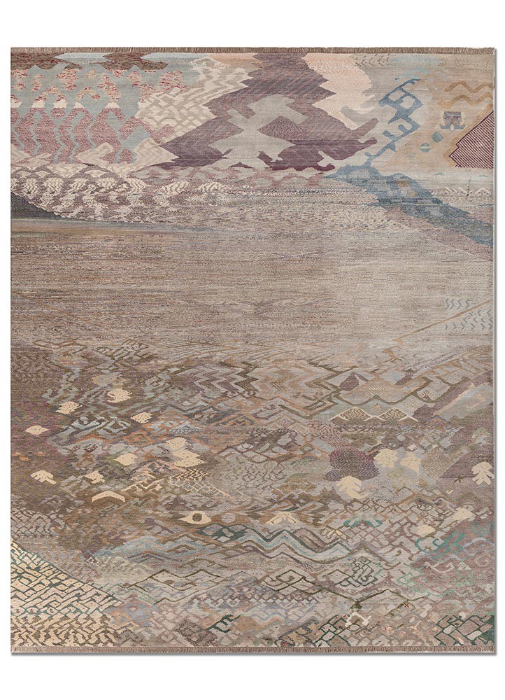 kavi x manchaha grey and black wool and bamboo silk hand knotted Rug - HeadShot kavi x manchaha grey and black wool and bamboo silk hand knotted Rug - HeadShot