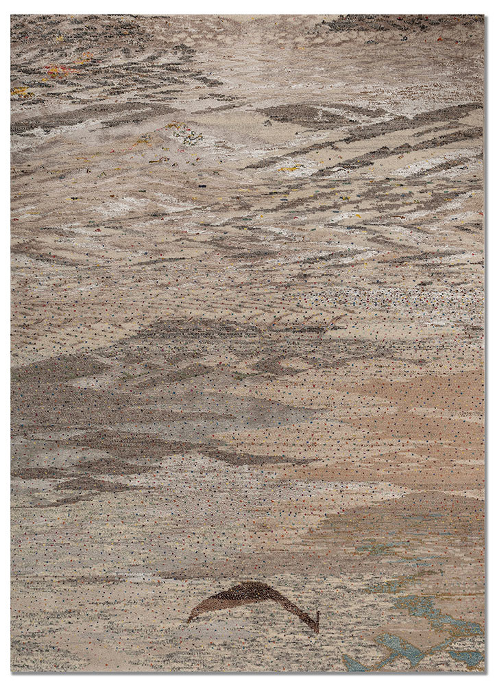 kavi x manchaha ivory wool and bamboo silk hand knotted Rug - HeadShot kavi x manchaha ivory wool and bamboo silk hand knotted Rug - HeadShot