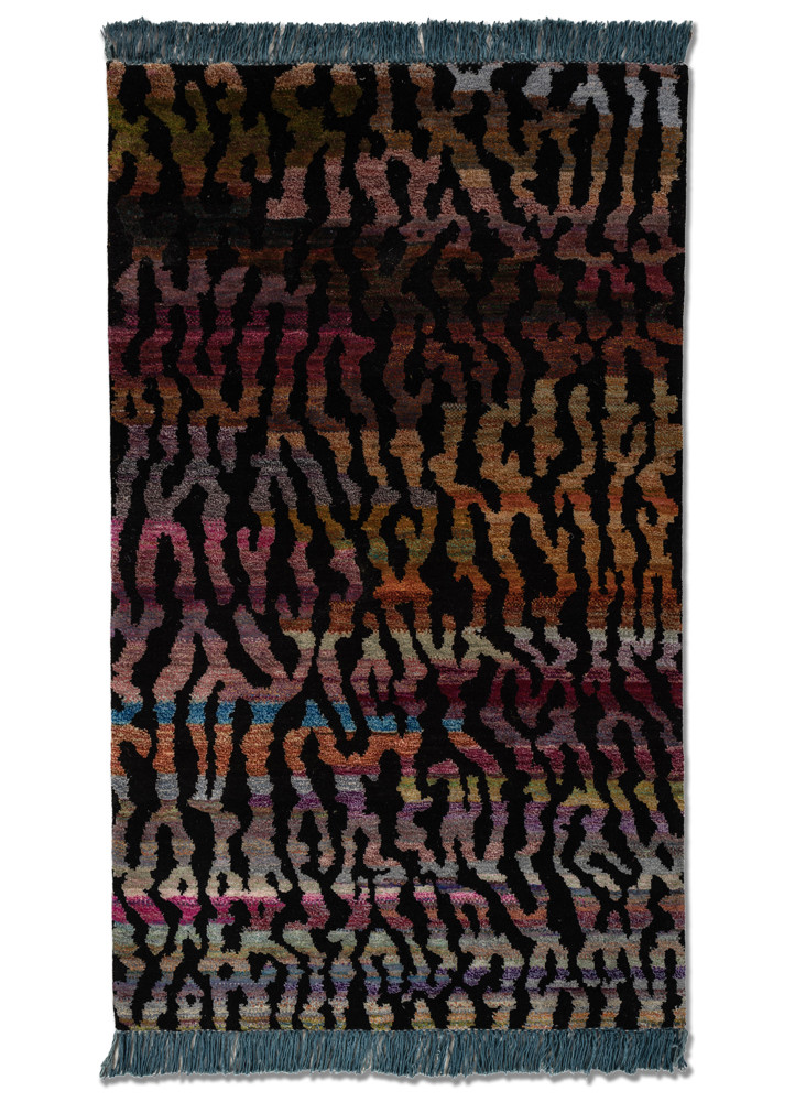 kavi x manchaha grey and black wool and silk hand knotted Rug - HeadShot kavi x manchaha grey and black wool and silk hand knotted Rug - HeadShot