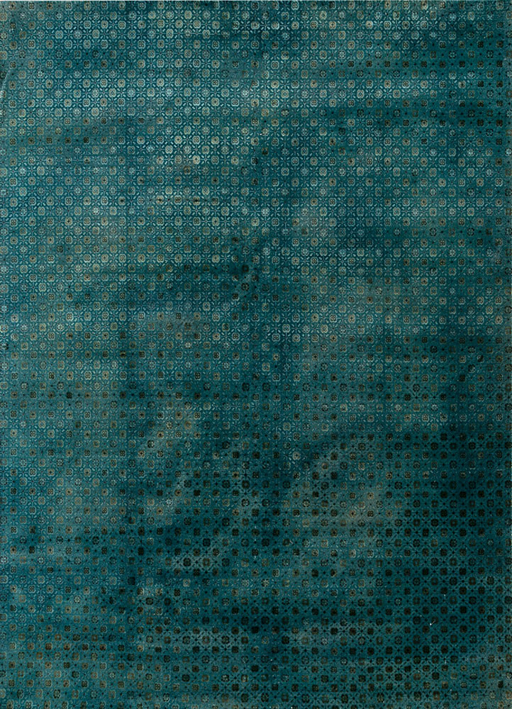 lacuna blue wool and silk hand knotted Rug - HeadShot lacuna blue wool and silk hand knotted Rug - HeadShot