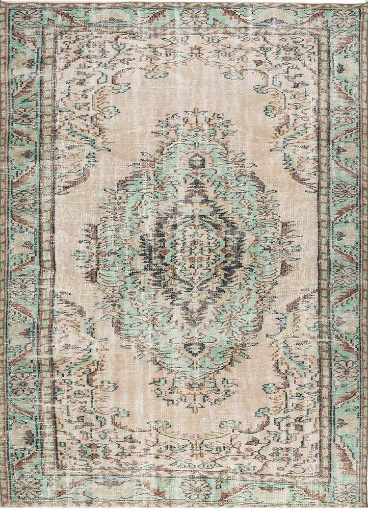 vintage gold wool hand knotted Rug