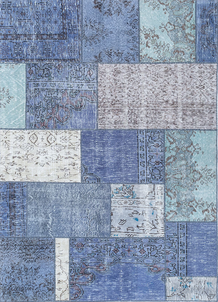 provenance blue wool hand knotted Rug - HeadShot