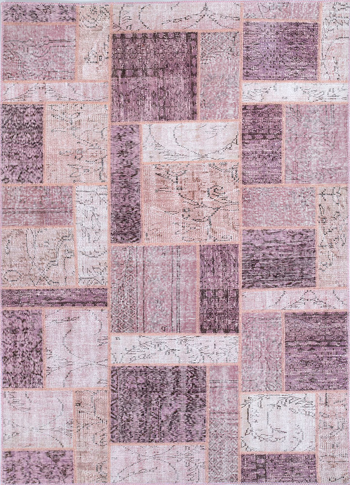 provenance pink and purple wool hand knotted Rug - HeadShot