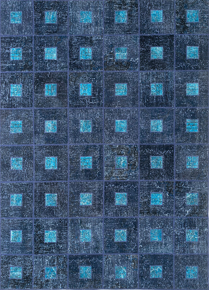 provenance blue wool hand knotted Rug - HeadShot provenance blue wool hand knotted Rug - HeadShot