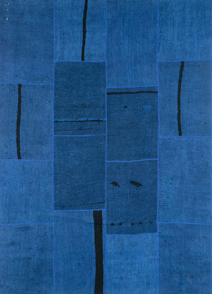 provenance blue wool hand knotted Rug - HeadShot provenance blue wool hand knotted Rug - HeadShot