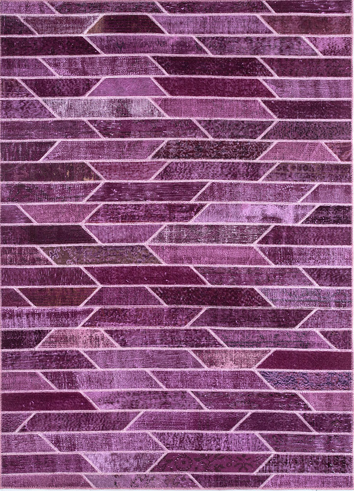 provenance pink and purple wool hand knotted Rug - HeadShot