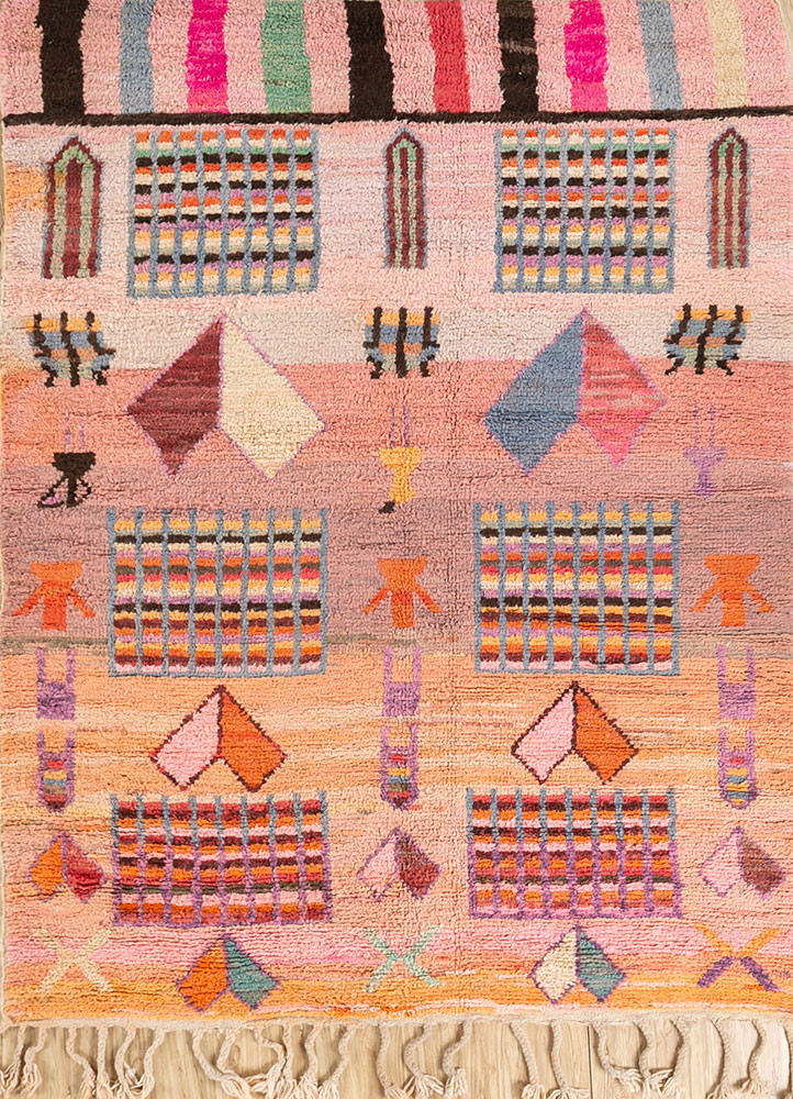 nuray pink and purple wool hand knotted Rug - HeadShot nuray pink and purple wool hand knotted Rug - HeadShot