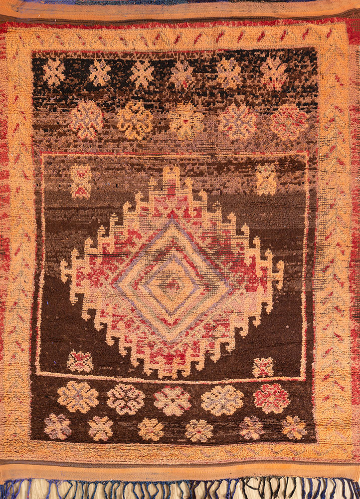 nuray beige and brown wool hand knotted Rug - HeadShot