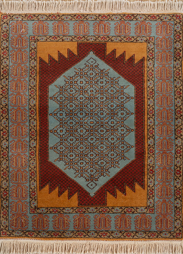 kiaan blue wool hand knotted Rug - HeadShot kiaan blue wool hand knotted Rug - HeadShot
