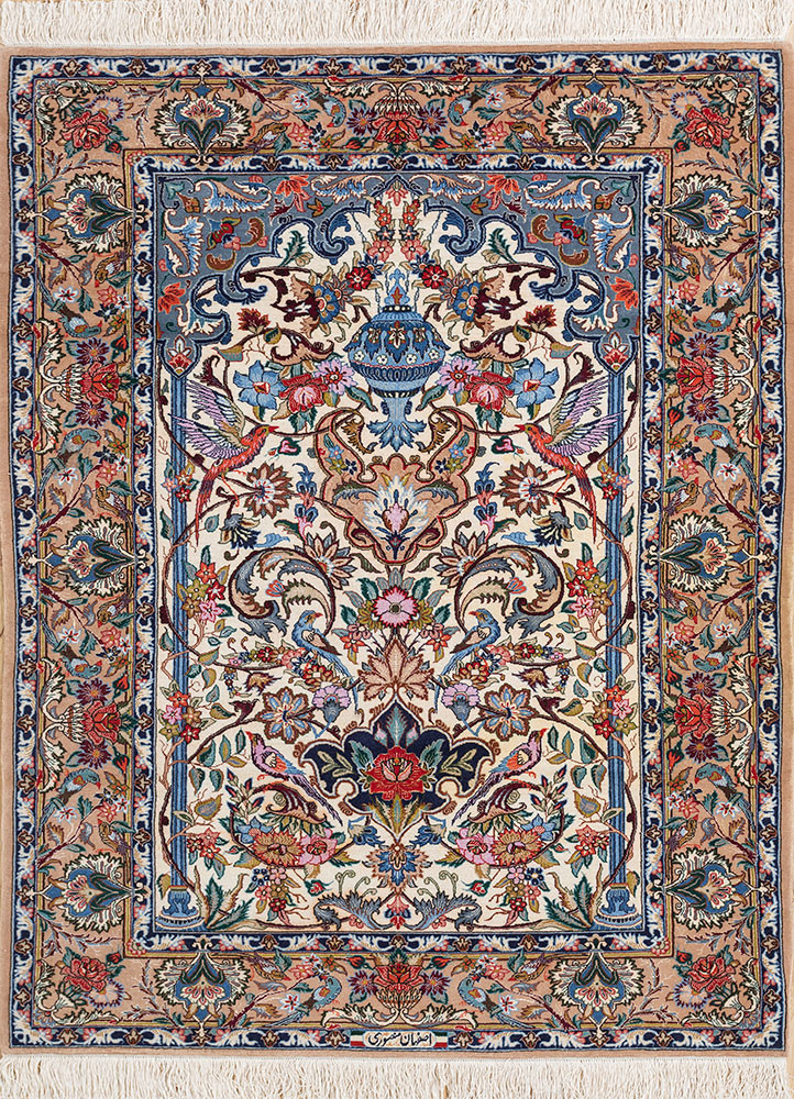 gulmarg ivory wool and silk hand knotted Rug - HeadShot gulmarg ivory wool and silk hand knotted Rug - HeadShot