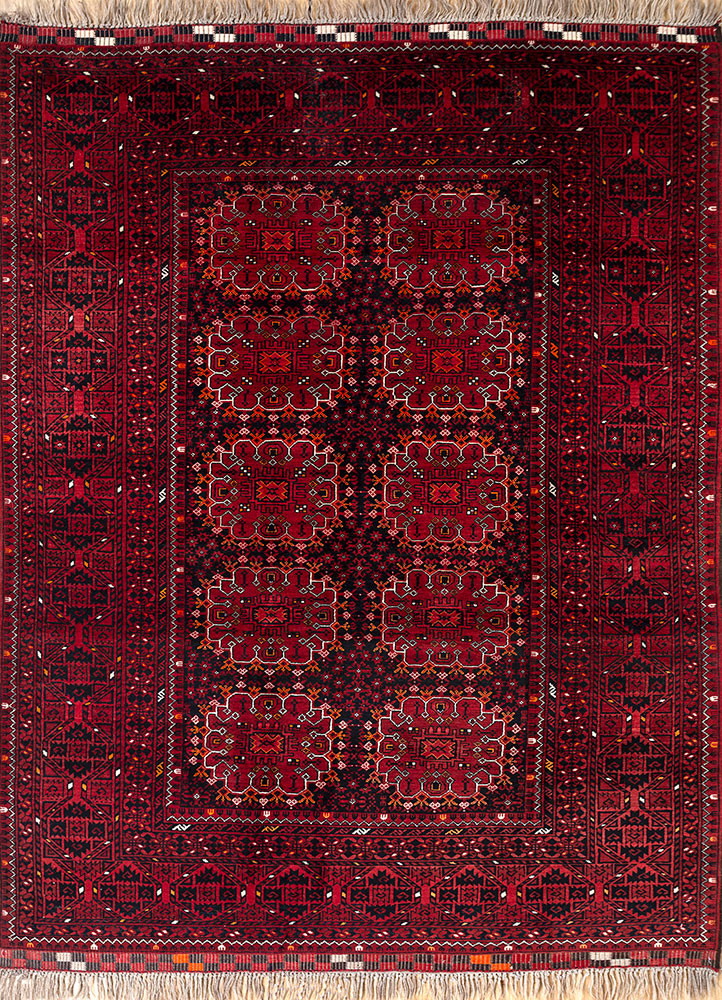 kiaan red and orange wool hand knotted Rug - HeadShot