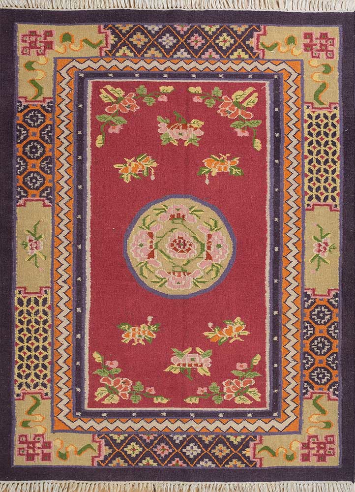 pechino red and orange wool hand knotted Rug - HeadShot pechino red and orange wool hand knotted Rug - HeadShot