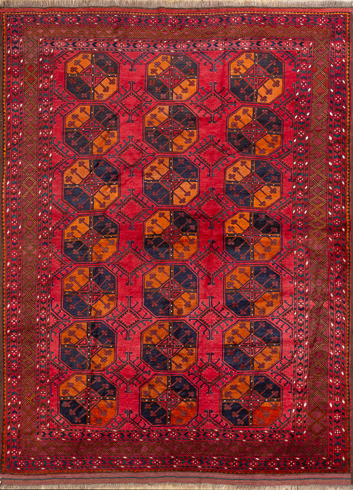 kiaan red and orange wool hand knotted Rug - HeadShot