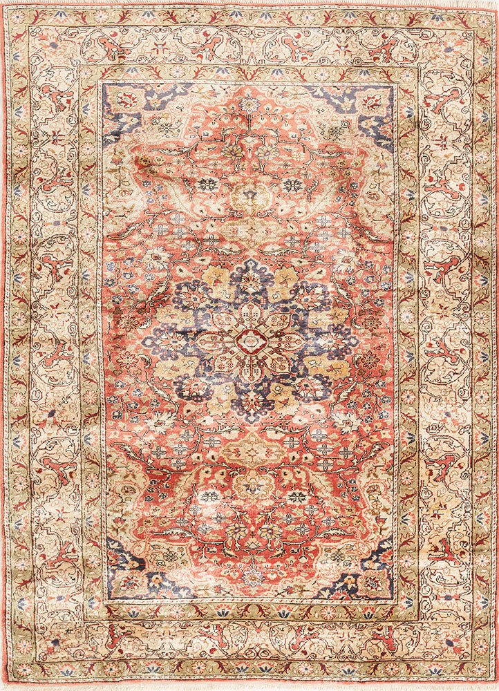 gulmarg red and orange silk hand knotted Rug - HeadShot gulmarg red and orange silk hand knotted Rug - HeadShot