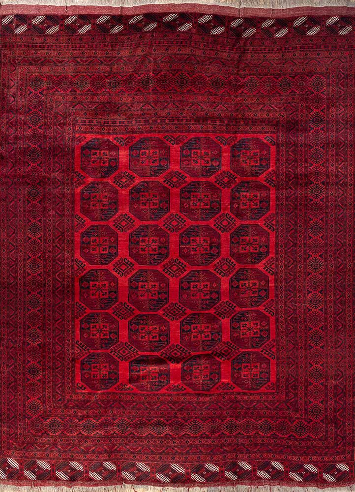 kiaan red and orange wool hand knotted Rug - HeadShot