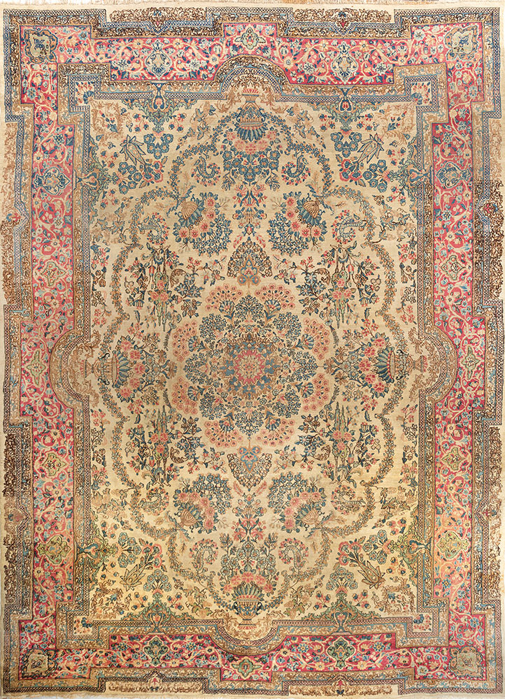 aalam gold wool hand knotted Rug - HeadShot
