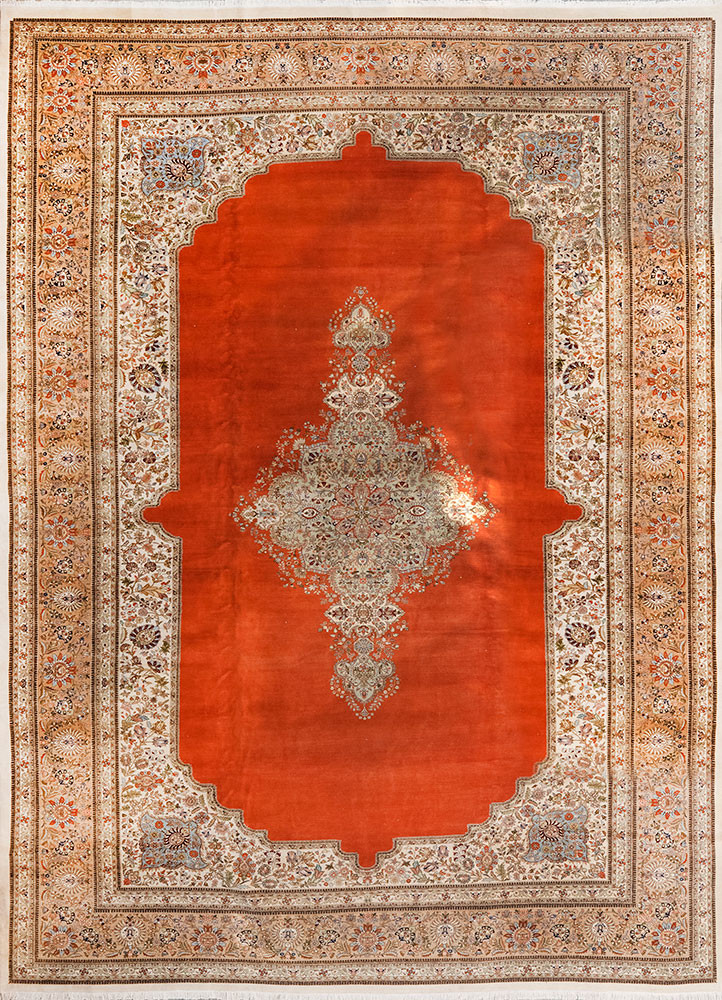 aalam red and orange wool hand knotted Rug - HeadShot aalam red and orange wool hand knotted Rug - HeadShot