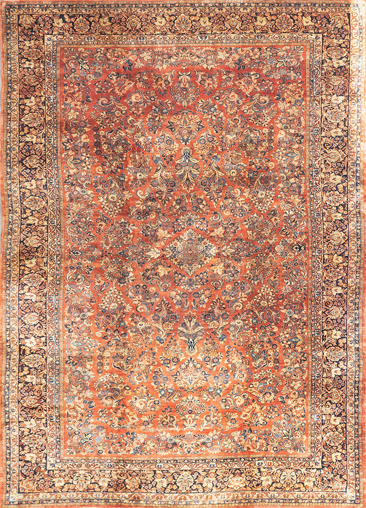aalam red and orange wool hand knotted Rug - HeadShot aalam red and orange wool hand knotted Rug - HeadShot