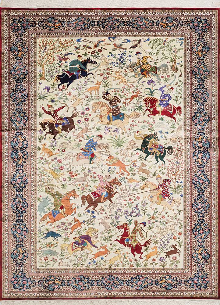 Gulmarg Ivory Hand Knotted Silk Rugs-Pae-5003-Jaipur Rugs