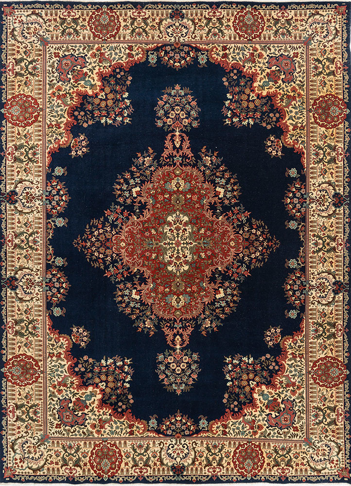 aalam blue wool hand knotted Rug - HeadShot aalam blue wool hand knotted Rug - HeadShot