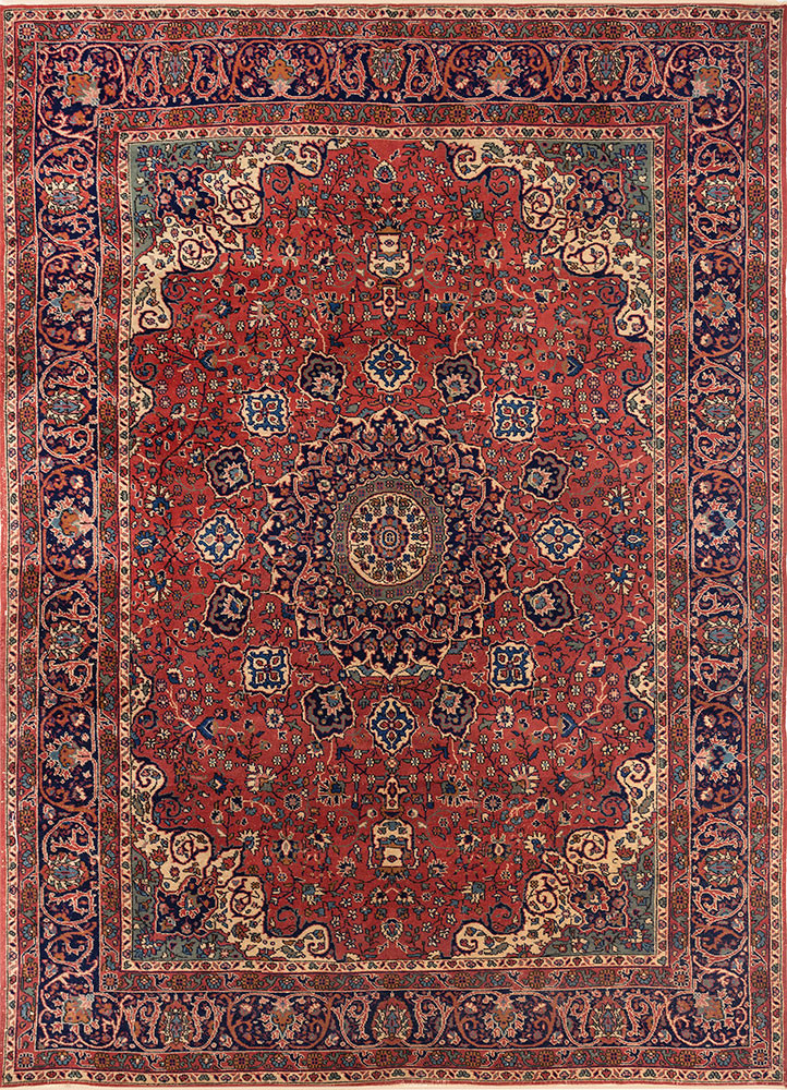 aalam red and orange wool hand knotted Rug - HeadShot aalam red and orange wool hand knotted Rug - HeadShot