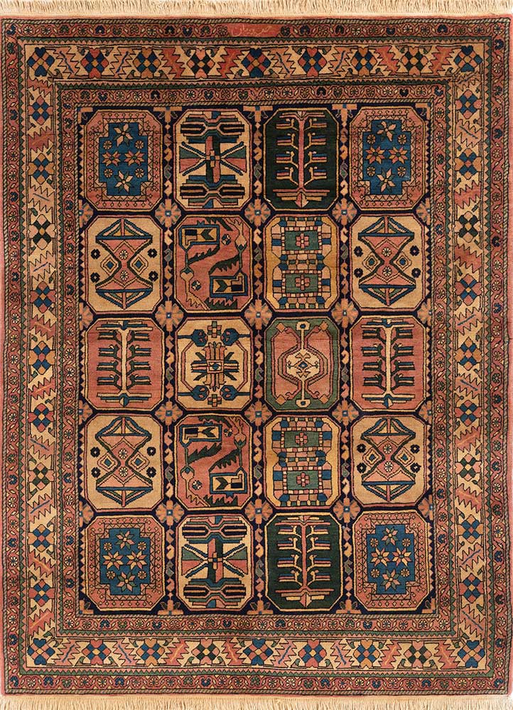 nuray red and orange wool hand knotted Rug - HeadShot