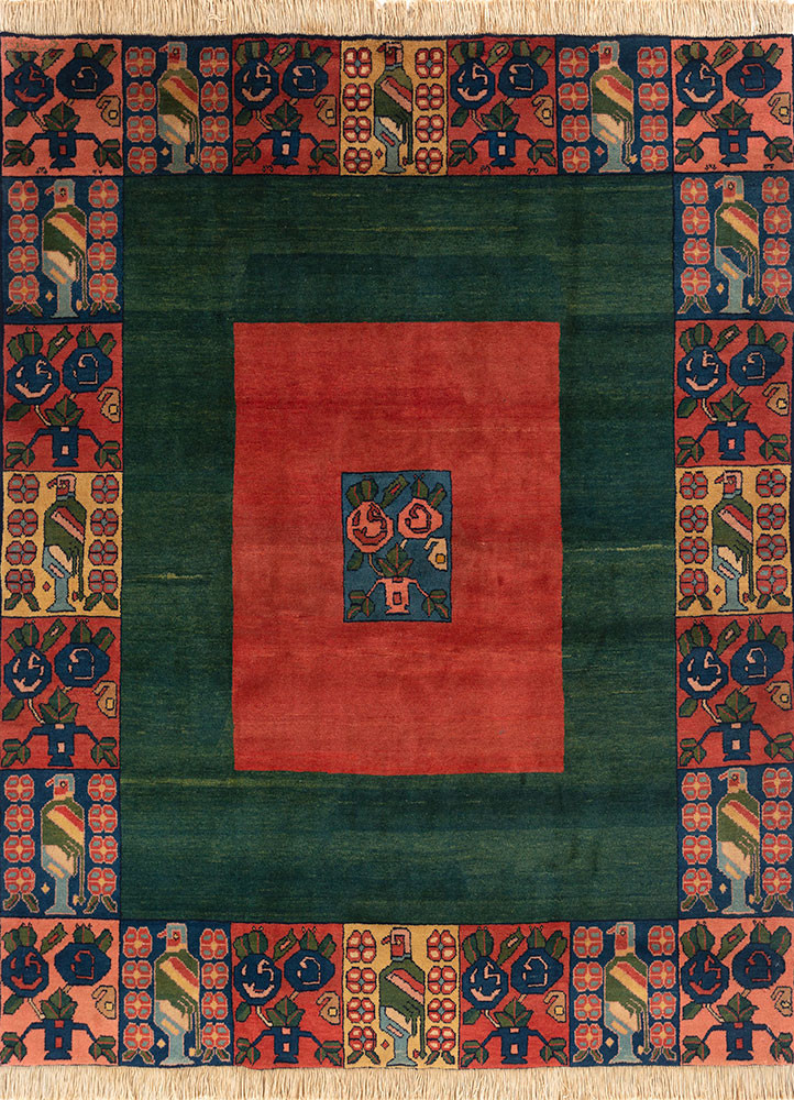 aalam red and orange wool hand knotted Rug - HeadShot aalam red and orange wool hand knotted Rug - HeadShot