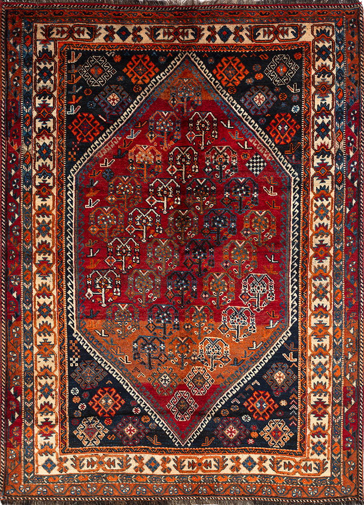 aalam red and orange wool hand knotted Rug - HeadShot aalam red and orange wool hand knotted Rug - HeadShot