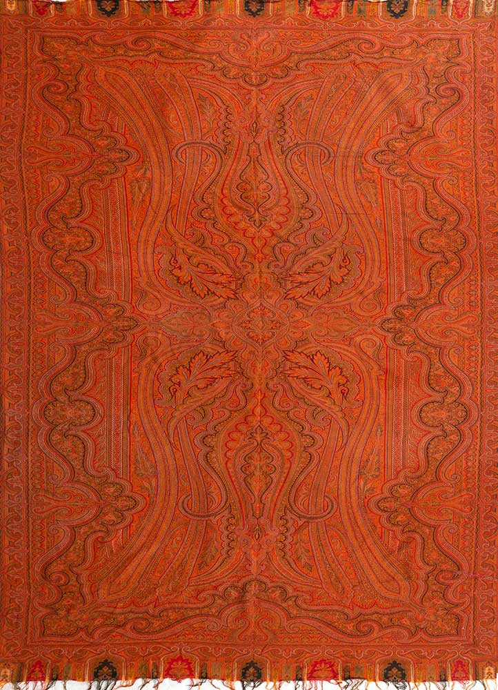 nayaab red and orange wool flat weaves Rug - HeadShot