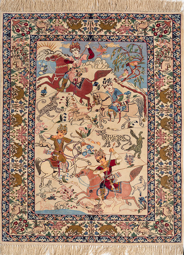 aalam ivory wool hand knotted Rug - HeadShot