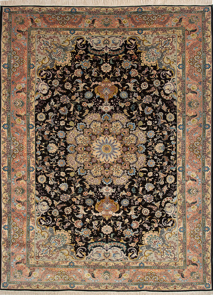 aalam grey and black wool hand knotted Rug - HeadShot
