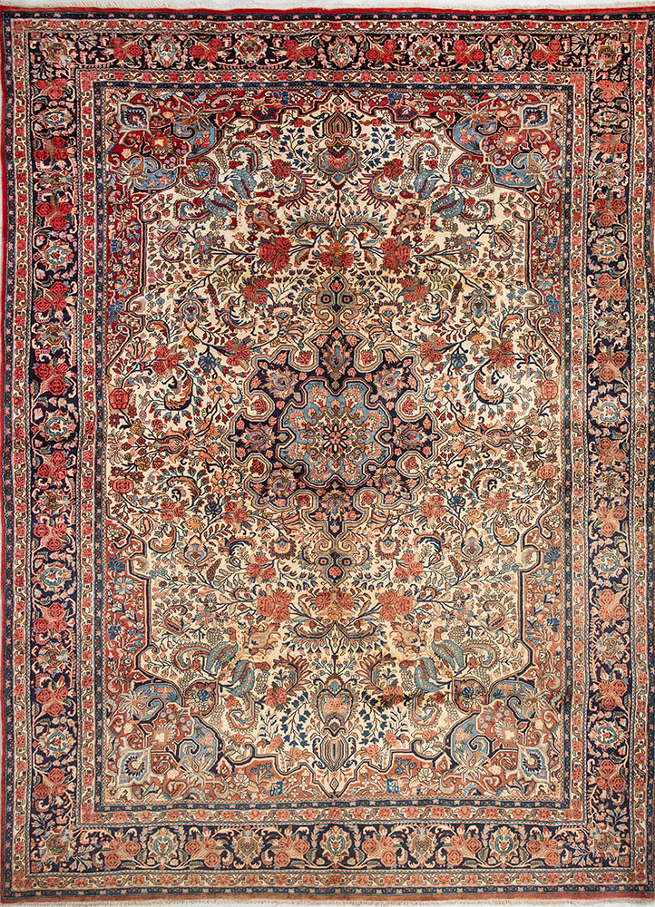 aalam gold wool hand knotted Rug - HeadShot