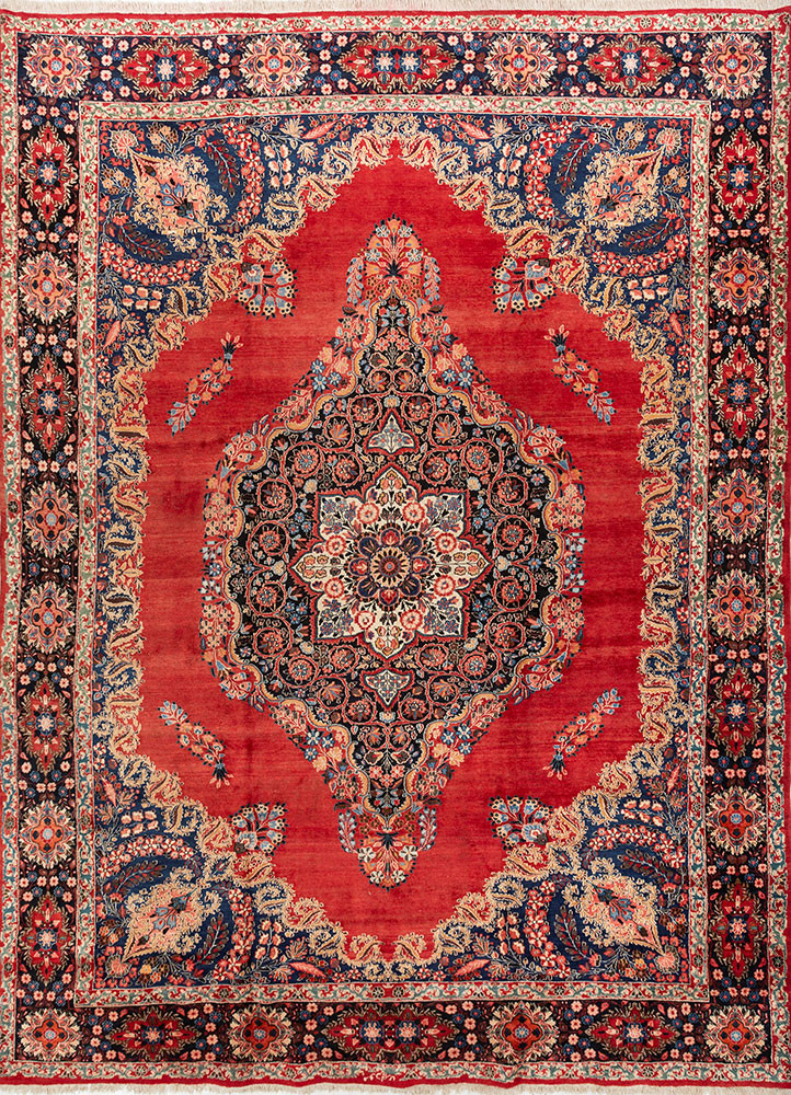 aalam red and orange wool hand knotted Rug - HeadShot aalam red and orange wool hand knotted Rug - HeadShot