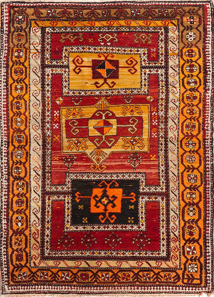 kiaan red and orange wool hand knotted Rug - HeadShot