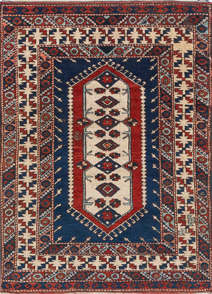 kiaan blue wool hand knotted Rug - HeadShot