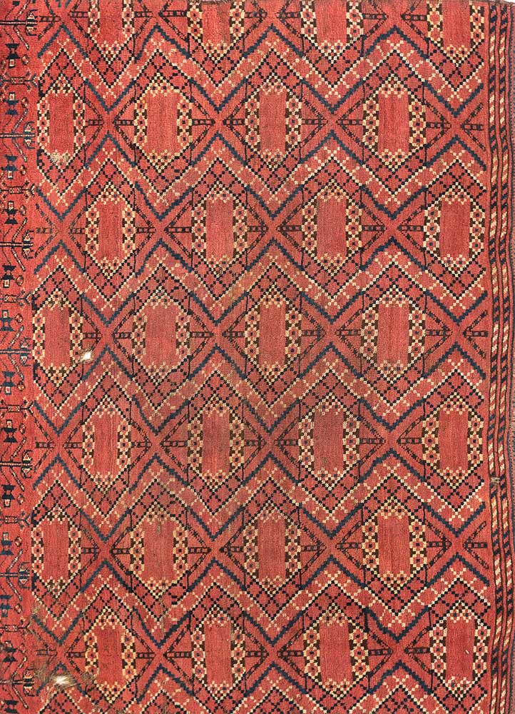 kiaan red and orange wool hand knotted Rug - HeadShot