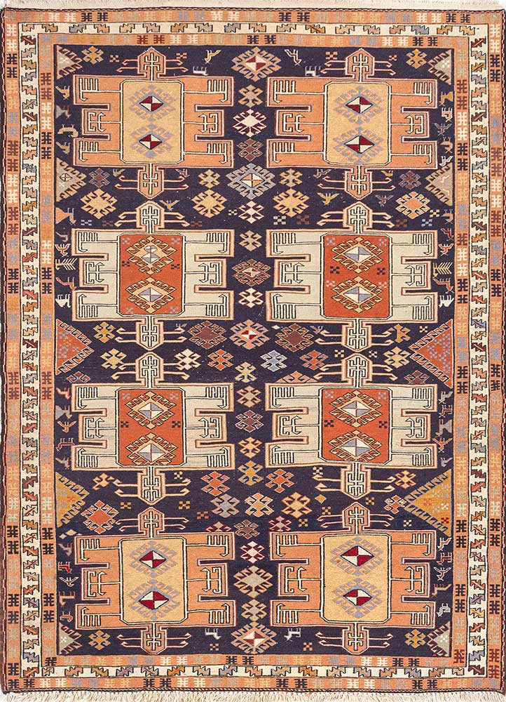 kiaan blue wool hand knotted Rug - HeadShot