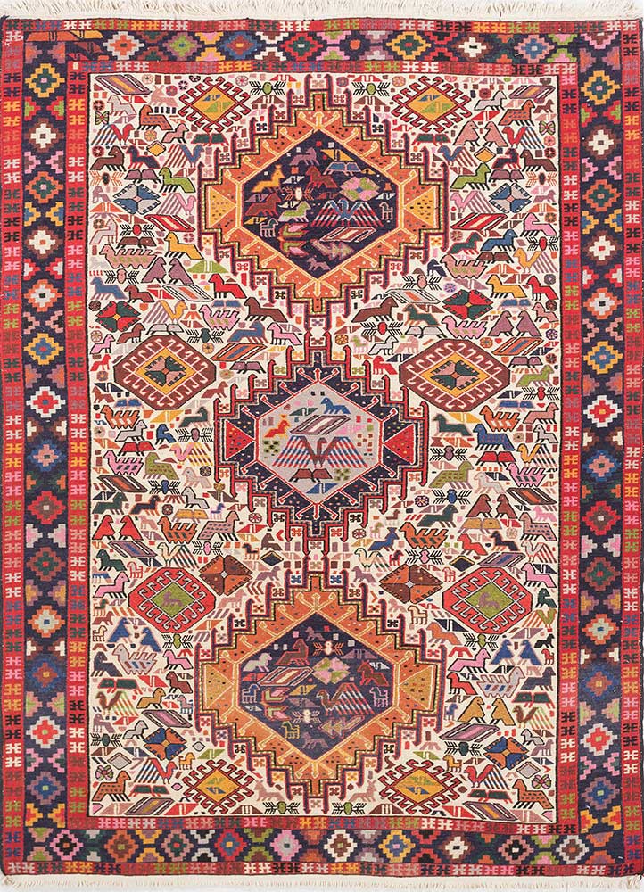 kiaan blue wool and silk hand knotted Rug - HeadShot