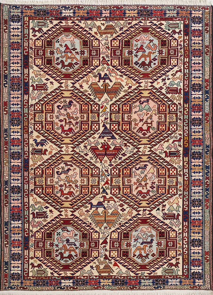 kiaan red and orange wool and silk hand knotted Rug - HeadShot