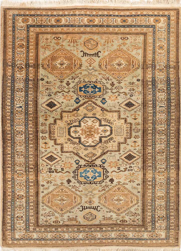 kiaan green wool hand knotted Rug - HeadShot